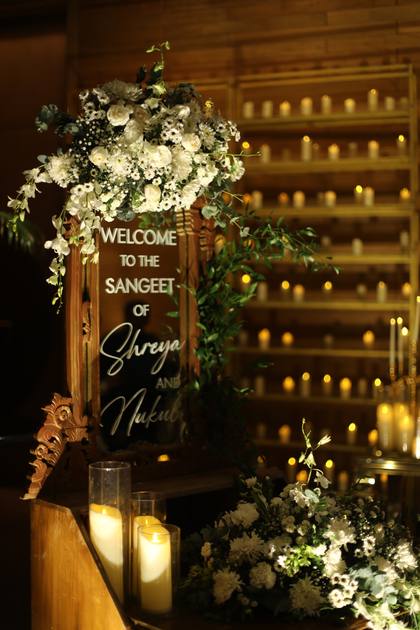 Signage and Floral detail — Sangeet decor — Alila Diwa Goa